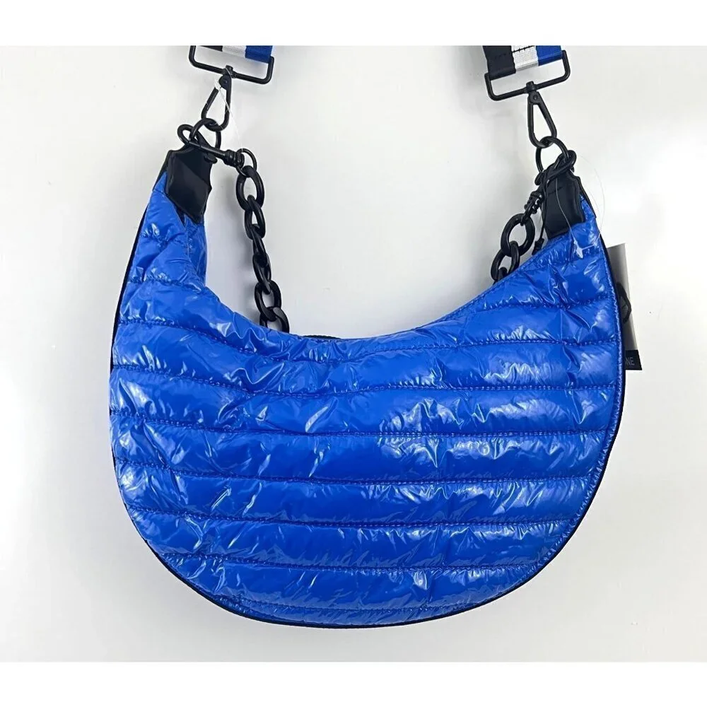 BCBGeneration‎ Blue Quilted Puffer Hobo Bag 2 in 1 Chain Strap Shoulder Bag